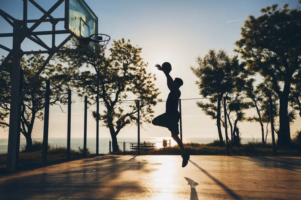 Player playing basketball